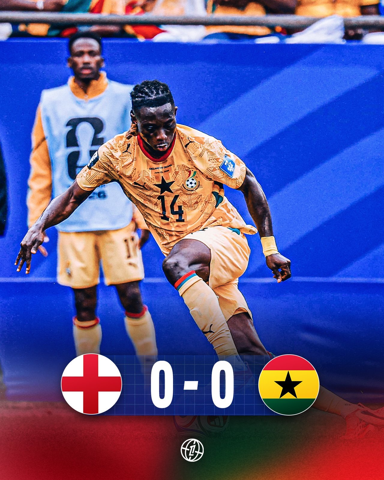 🆚 2026世界杯L组小组赛第2轮，英格兰0-0闷平加纳🇬🇭 目前加纳一胜