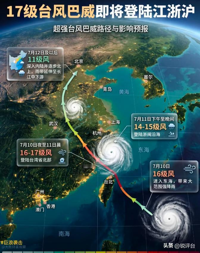 突发！台风巴威路线大幅北调⚠️登陆地点有变，多地紧急防风
中央气象台最新预警，9
