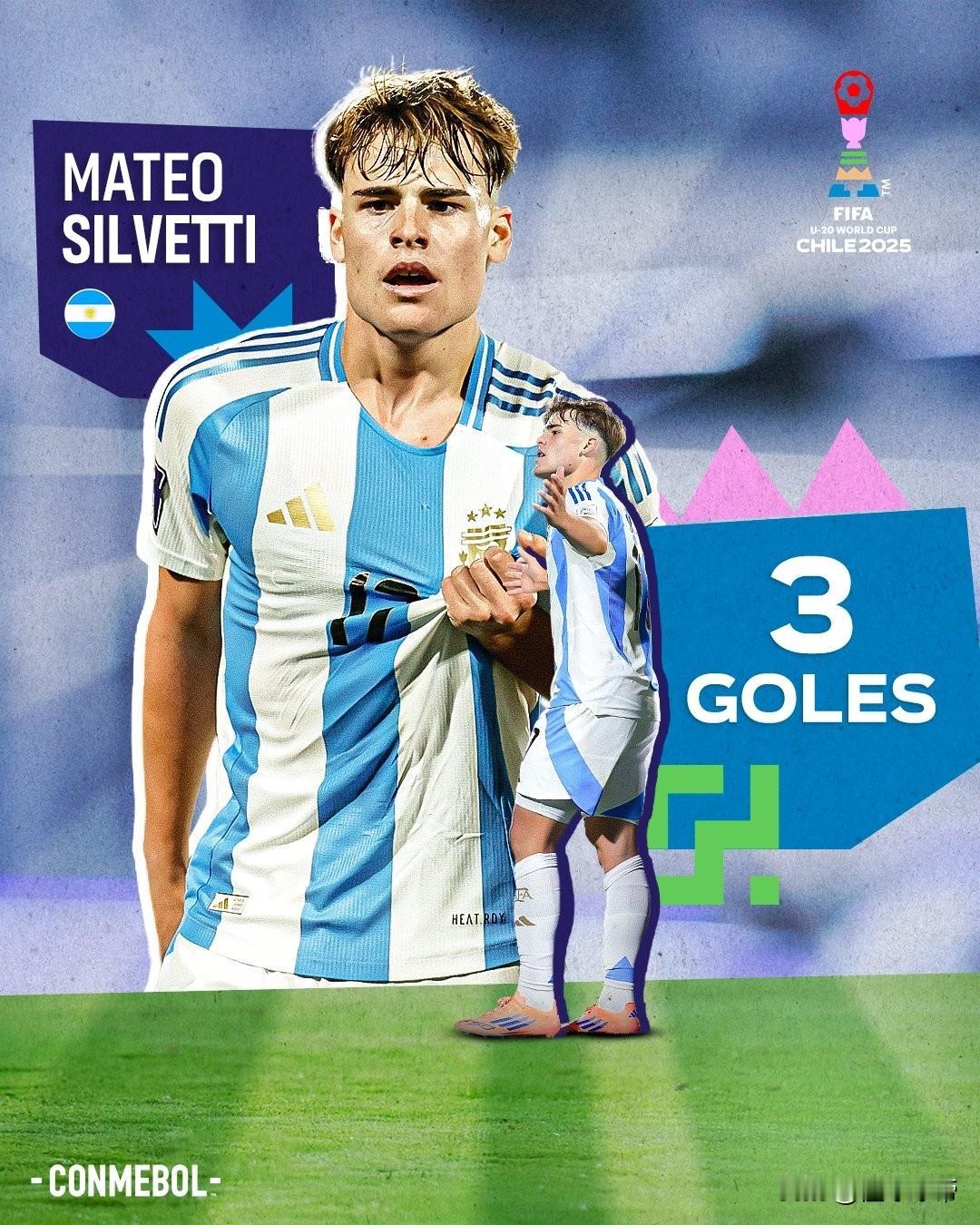 被球王梅西开过光，西尔维蒂连续三场世青赛进球!

在阿根廷与哥伦比亚的世青赛半决