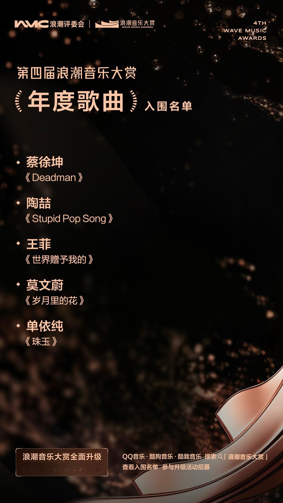 第四届浪潮音乐大赏入围名单这届浪潮音乐大赏入围名单出来之后，我第一感觉是它越来越