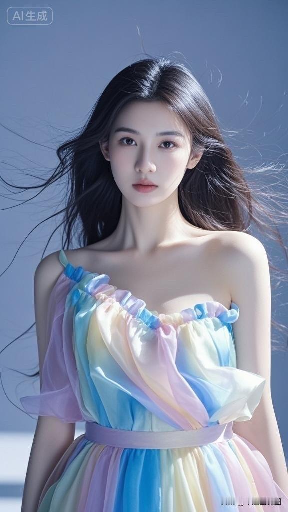 梦幻彩虹裙少女，温柔如水，美得令人窒息🌈✨