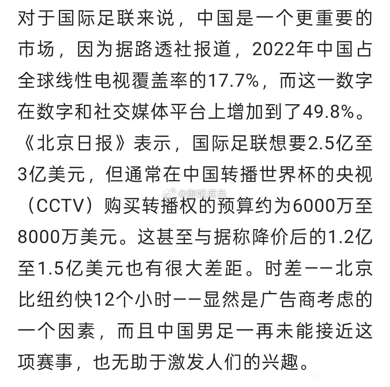 世界杯降价到1.2亿美元，为什么央视依然不愿意买单？ 