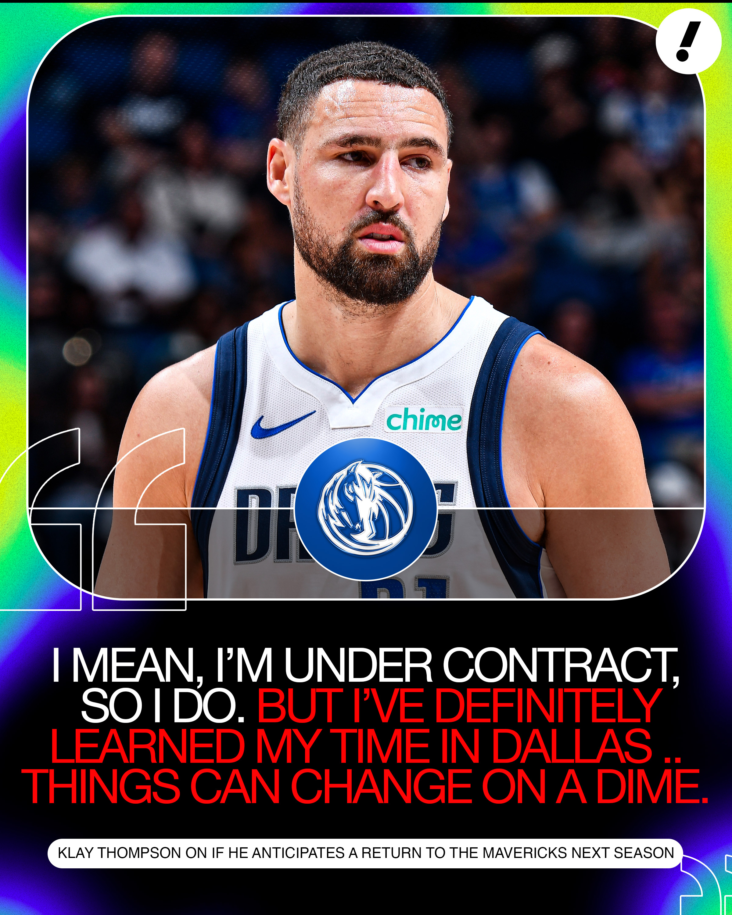 克莱：不确定下赛季是否还会在这里。达拉斯的经历告诉我，事情可以瞬息万变。 NBA