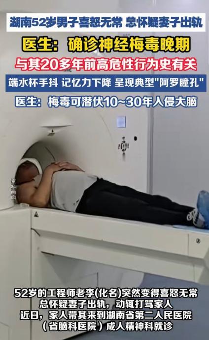 湖南，4月23日，一52岁男子突然性格大变，总怀疑妻子出轨，医生诊断为“偏执型精