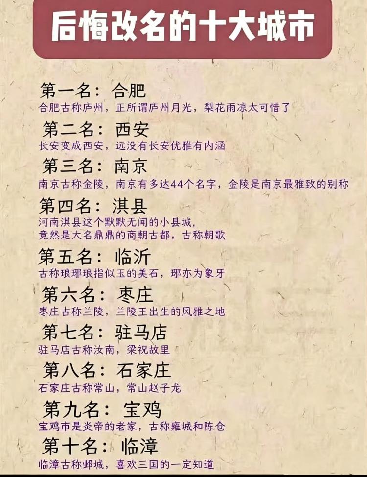 历史上这些地名这么好听，为什么后来要改这么土的名字。

[黑线][黑线][黑线]