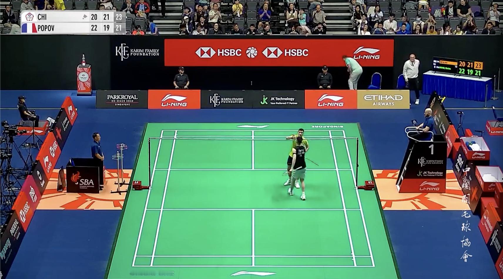 戚又仁 20-22、21-19、23-21 🇫🇷小波波夫下轮：骆建佑🇸🇬