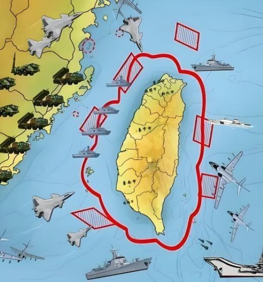 中国现在围岛，已经跟台湾没有关系了！ 大陆把台湾当做一个诱饵，只要老美敢出动航母