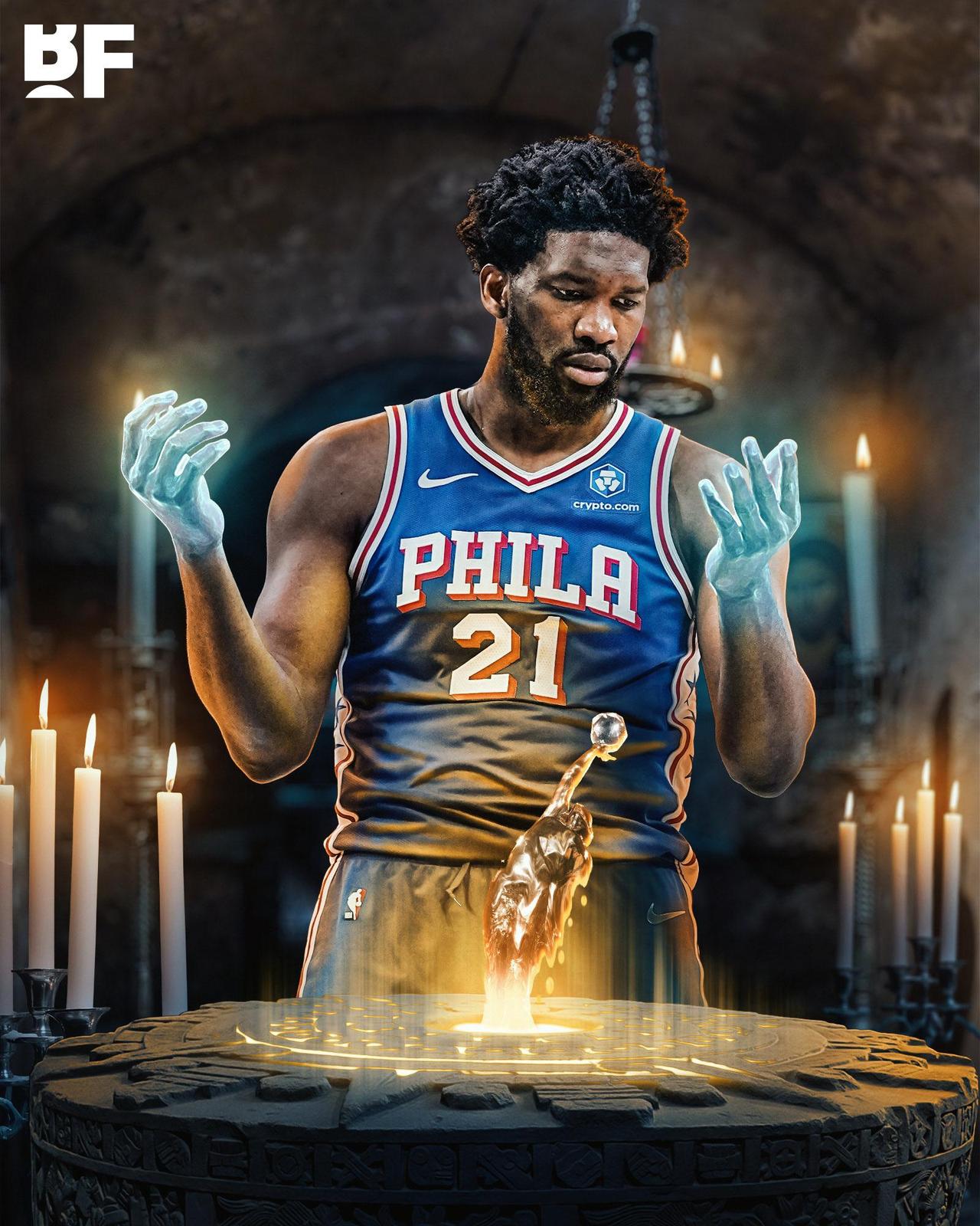 32 岁大伤初愈的恩比德本赛季场均 26.9 分 7.5 篮板 4 助攻 1.1