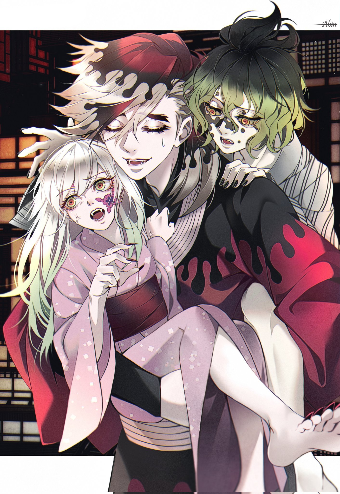 童磨 🪷 童磨 *刚接回谢花兄妹的时候x：CardinalHyuga_S 