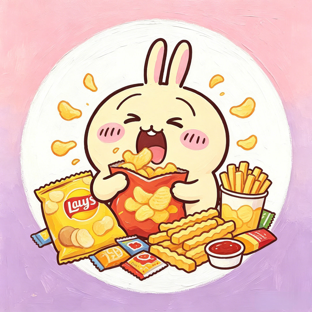 乌萨奇是名副其实的吃货！这样吃很容易变猪兔喔！[ai创作]吉伊卡哇灵感共创夏日企