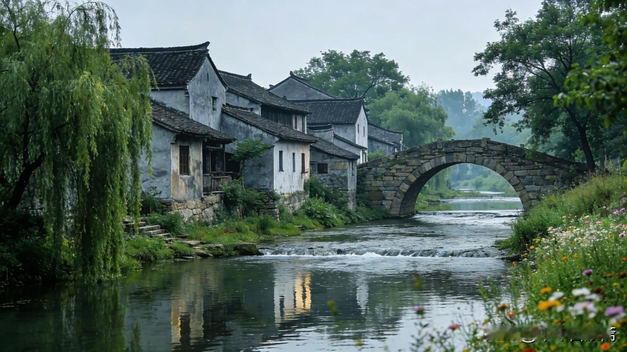 老村一遇，乡愁便有了归处
 
上联：黛瓦青墙留岁月
下联：小桥流水忆乡愁
 
黛