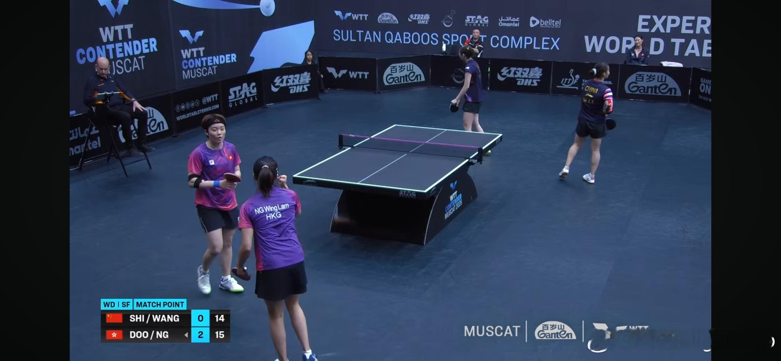WTT常规挑战赛马斯喀特站2026 女双半决赛：🇨🇳石洵瑶/王晓彤0比3杜凯