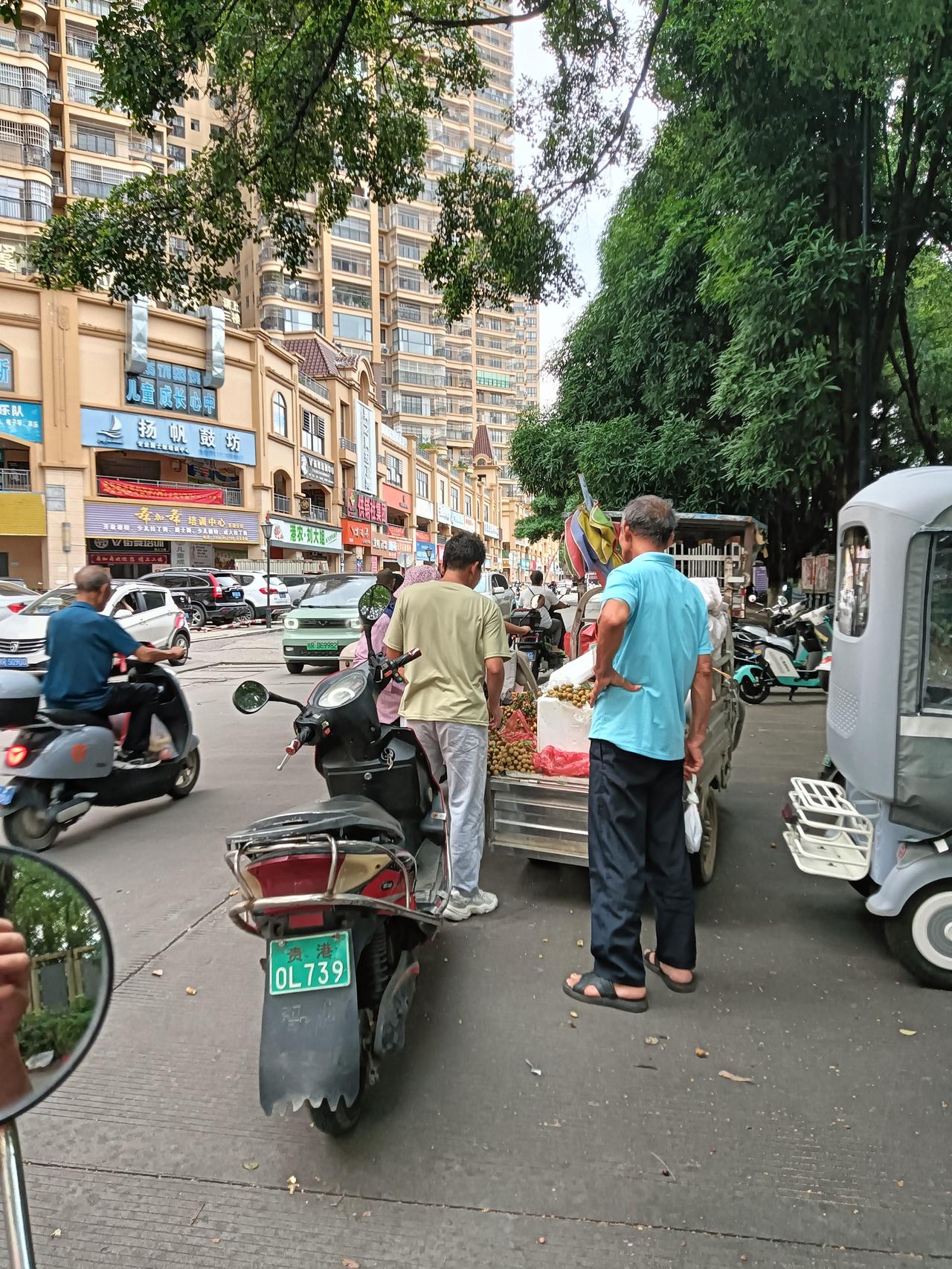 夏季也是水果收获集中季，中午又经过东湖公园附近见众多水果出售。荔枝8元一斤价格坚