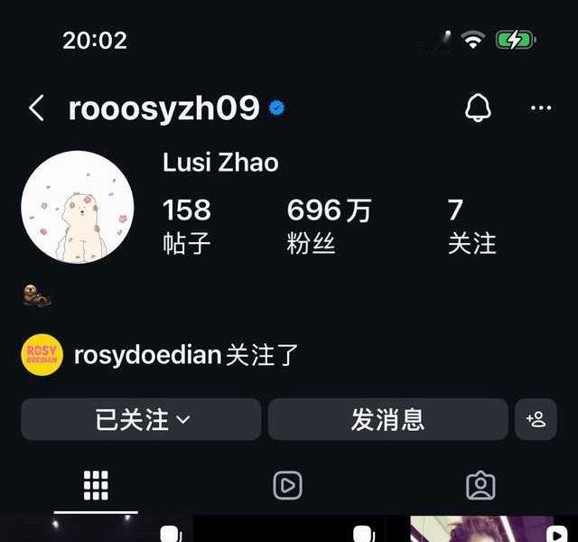 赵露思  宝宝各个平台都在涨粉 ins已经696w了 