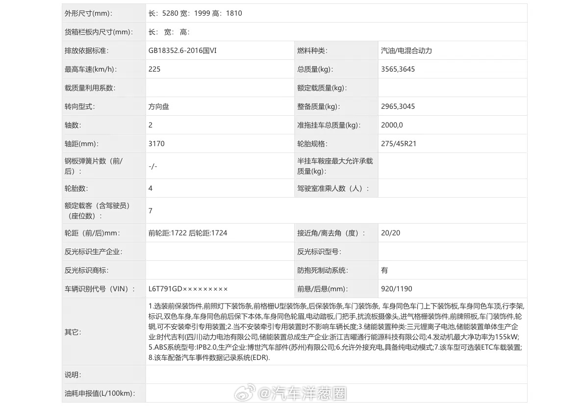 领克900L官图，外观优化+5.28米车长插混 大型SUV搭载2.0T插电混动系