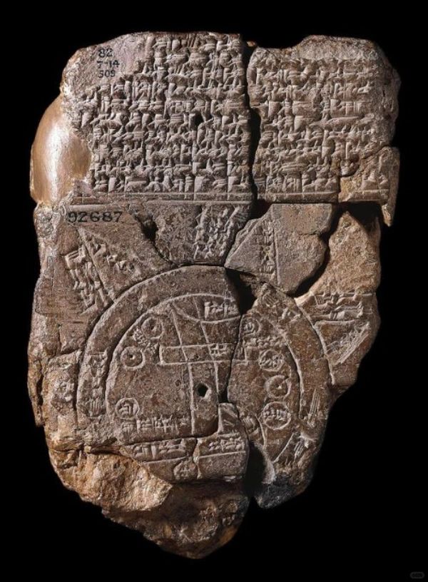 巴比伦（美索不达米亚）世界地图（公元前 700-500 年）是在伊拉克南部西帕尔...