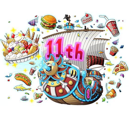 海贼王宝藏巡航新素材图：11周年纪念。桑尼号海贼王 ​​​