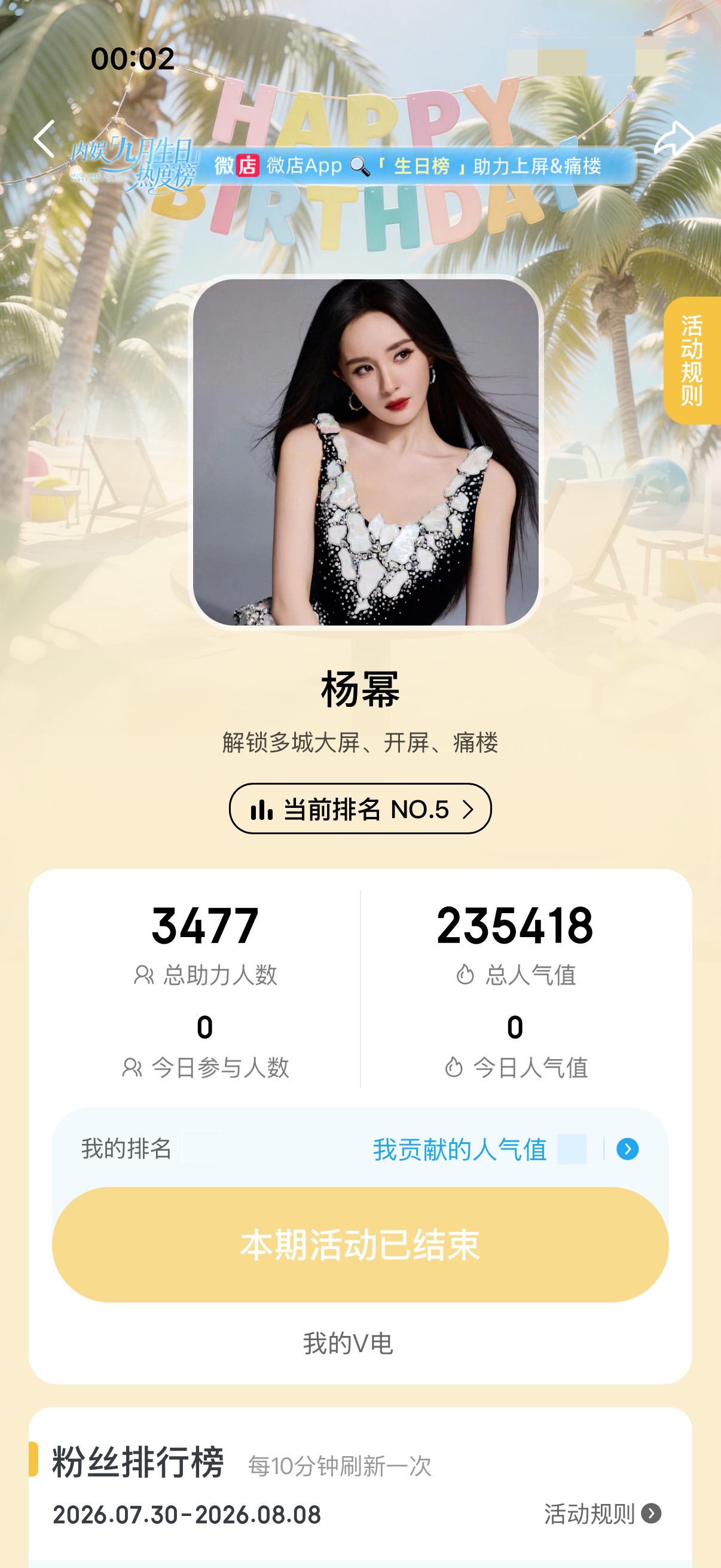 杨幂  感谢每位小蜜蜂的助力！我们成功解锁对应的生日应援福利！杨幂 详情🔎网页