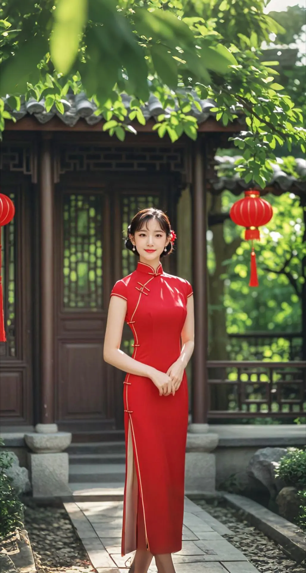 AI扩图 AI红袍庭院情