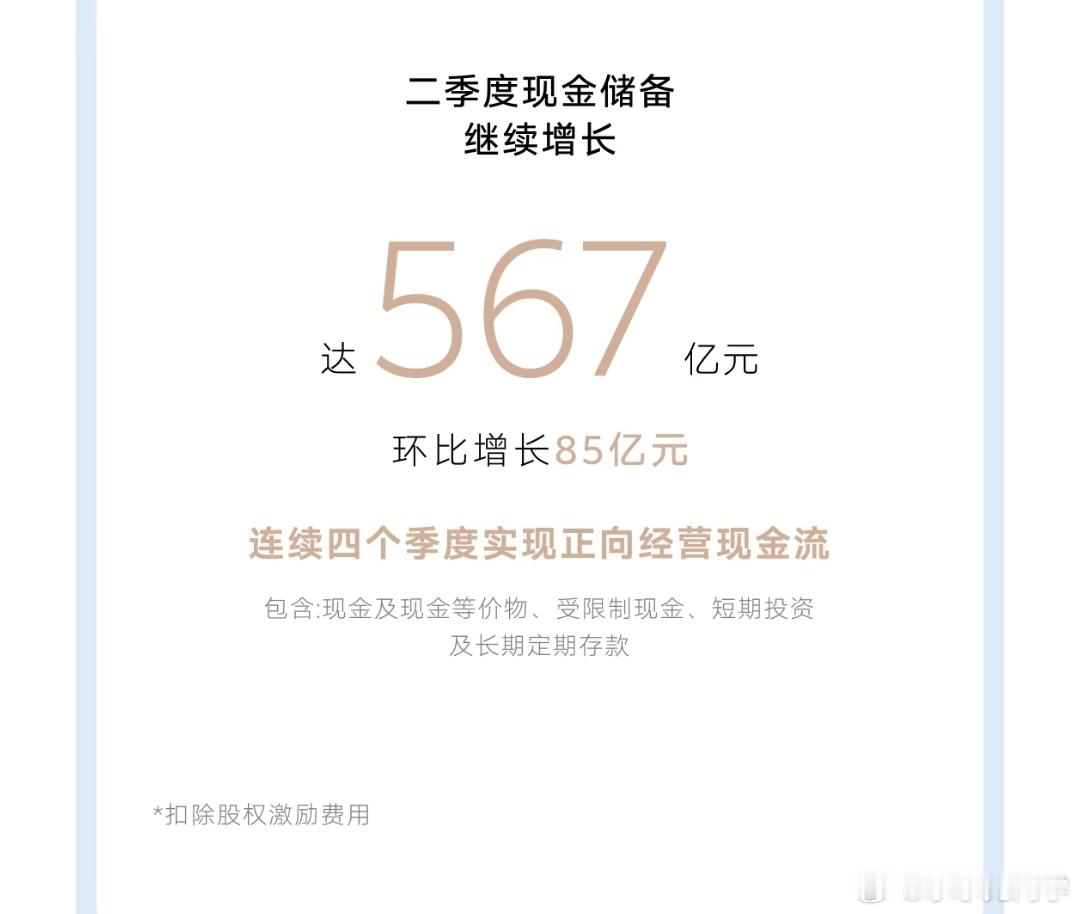 一个季度现金流增加将近100亿元，这还只是在仅靠89两款车的基础上，明年5566