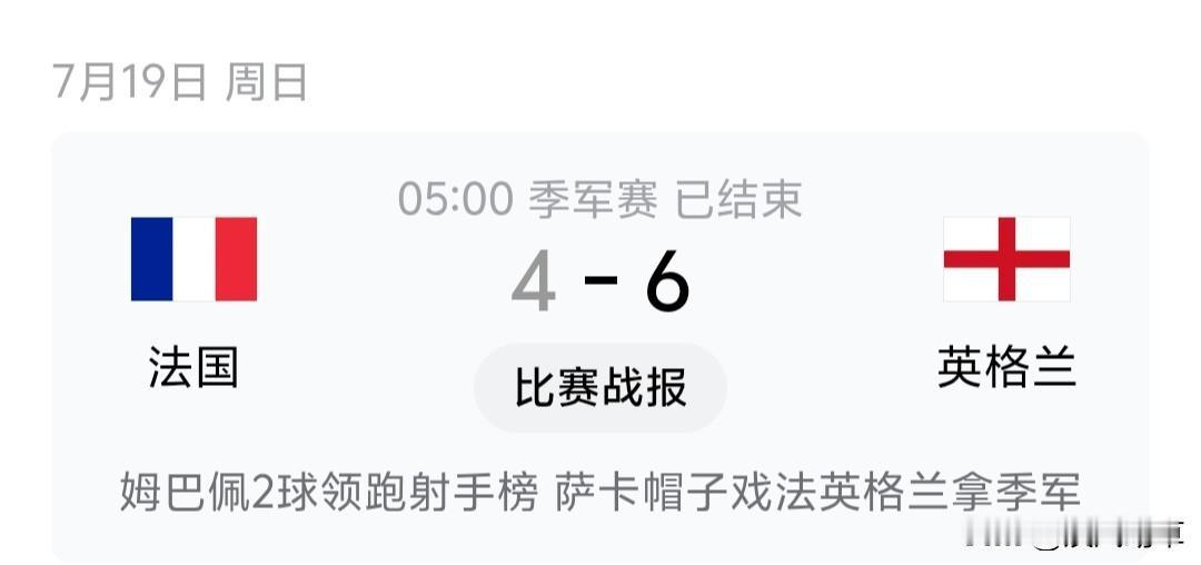 一场世界杯季军战踢出10个进球，真是令人匪夷所思！
仅仅上半场，门将迈尼昂就不得