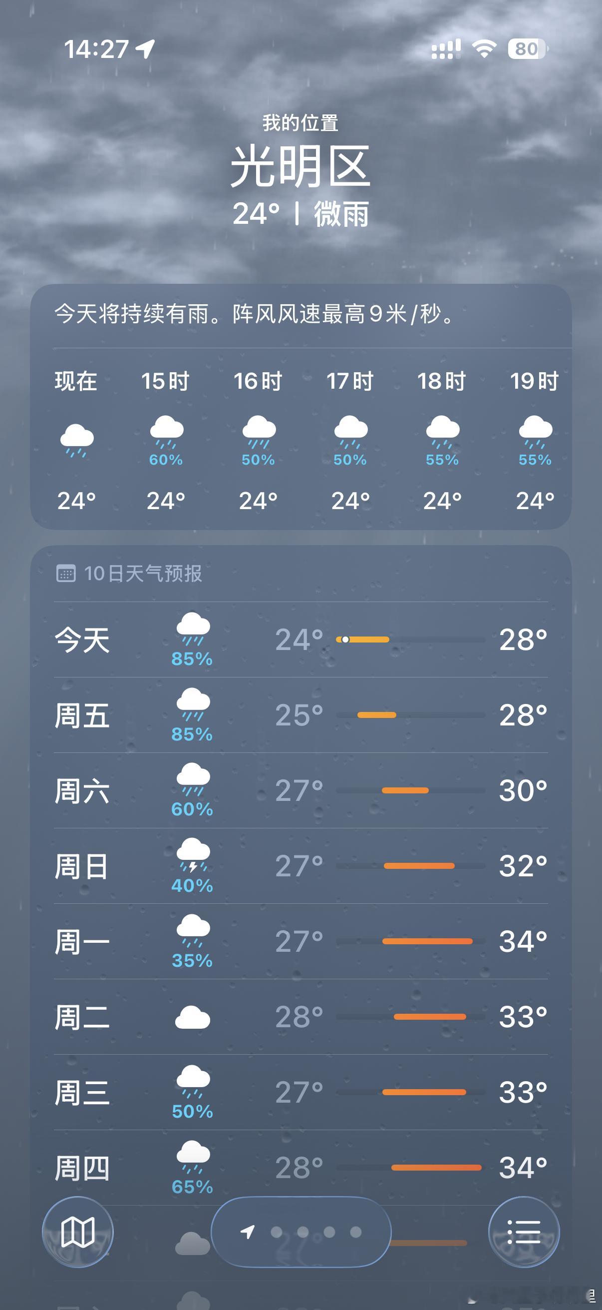 你想知道的端午假期天气龙舟雨下不停，这一周都是大雨，很影响出行诶，看天气预报端午