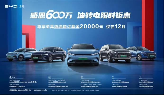 12月以来，汽车圈彻底“卷疯了”！
为了冲击300万辆目标，比亚迪全系降价，最高