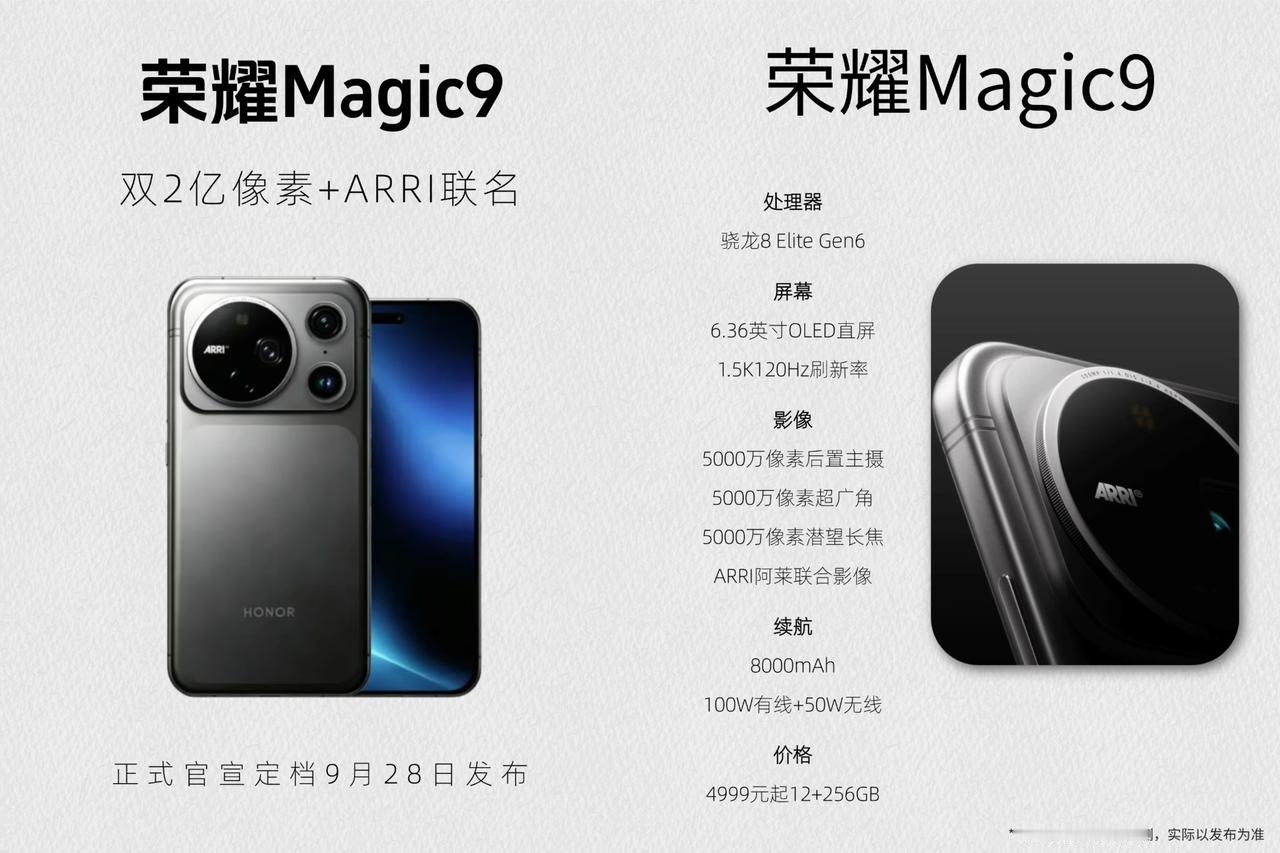 荣耀Magic9来了！配置全面曝光，影像升级巨大，华为小米有危险了[思考][思考