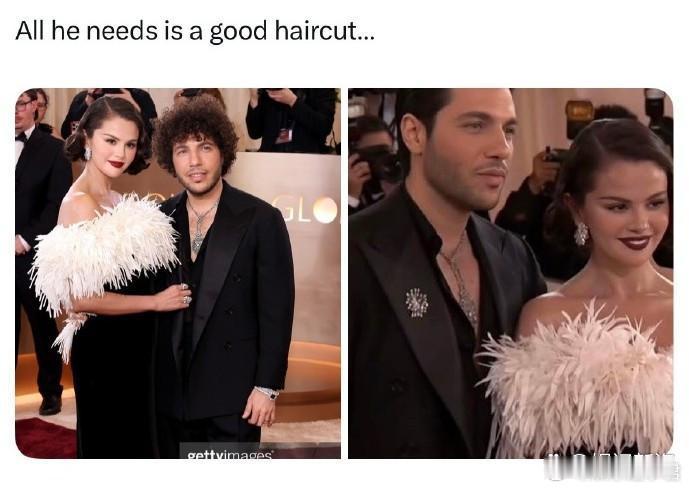 赛琳娜老公被网友p掉爆炸头换发型如换脸，网友给Selena Gomez的丑老公换