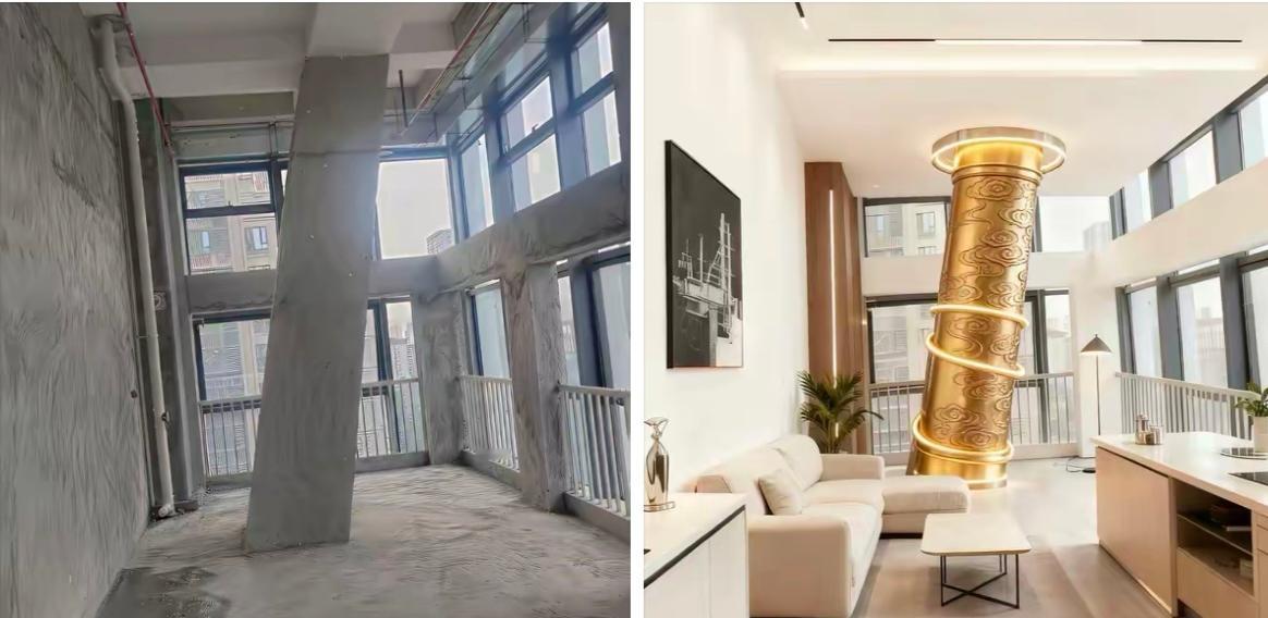 我去，这是个人才啊！房间里有个斜的柱子，设计成定海神针，金箍棒，有点意思。 ​​