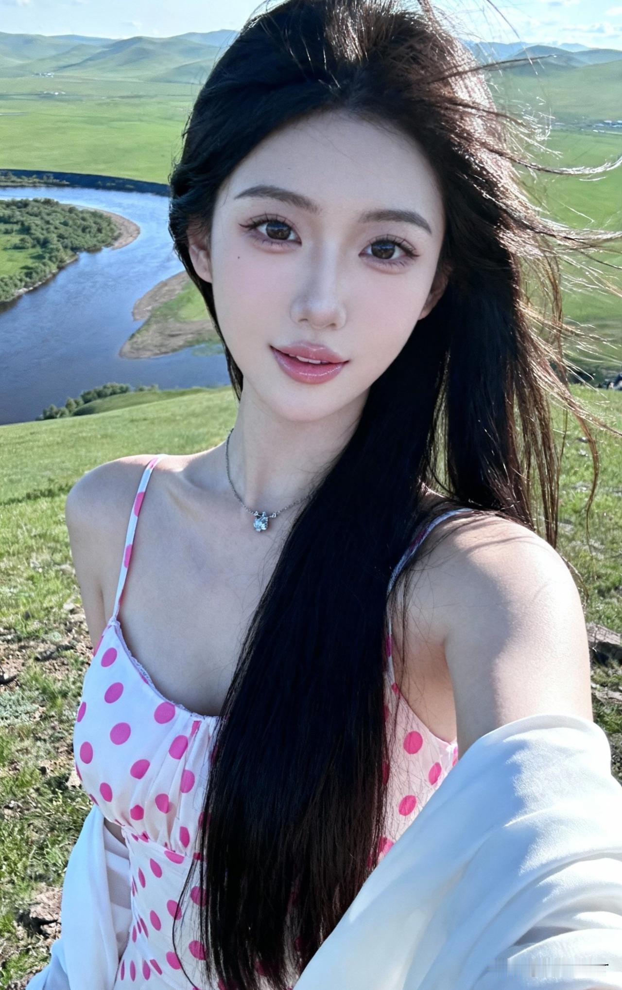 风景美如画，自拍的小姐姐好漂亮！