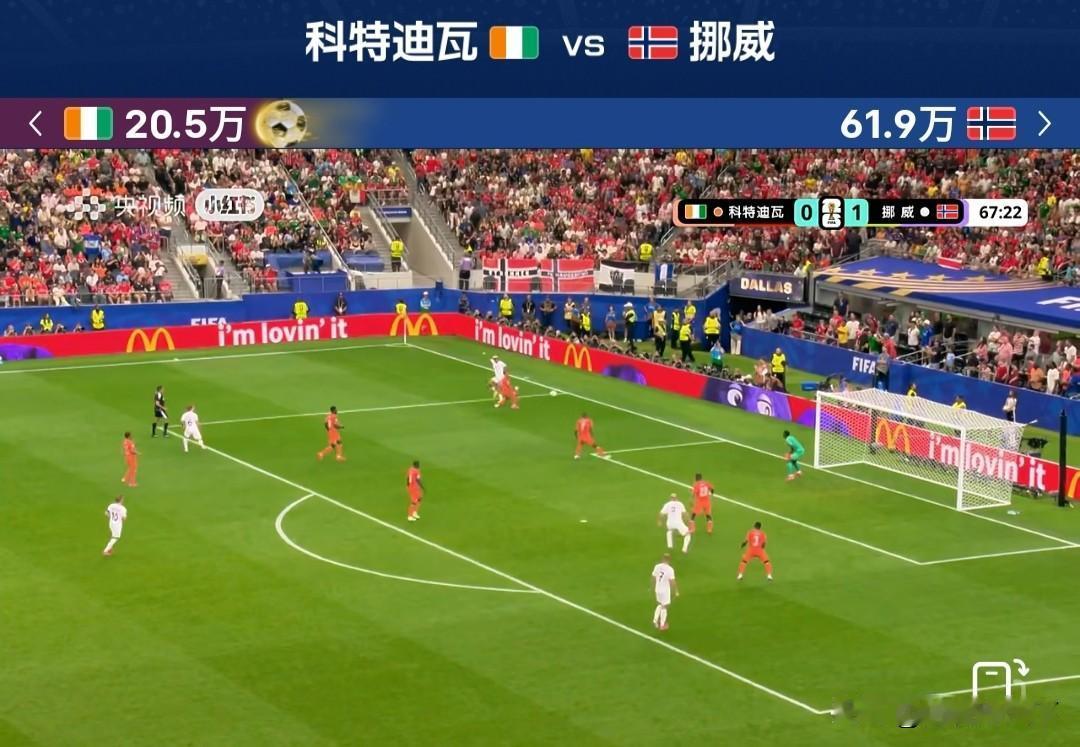 挪威2:1淘汰科特迪瓦晋级16强。
科特迪瓦踢的已经很好了，挪威赢得不轻松，淘汰