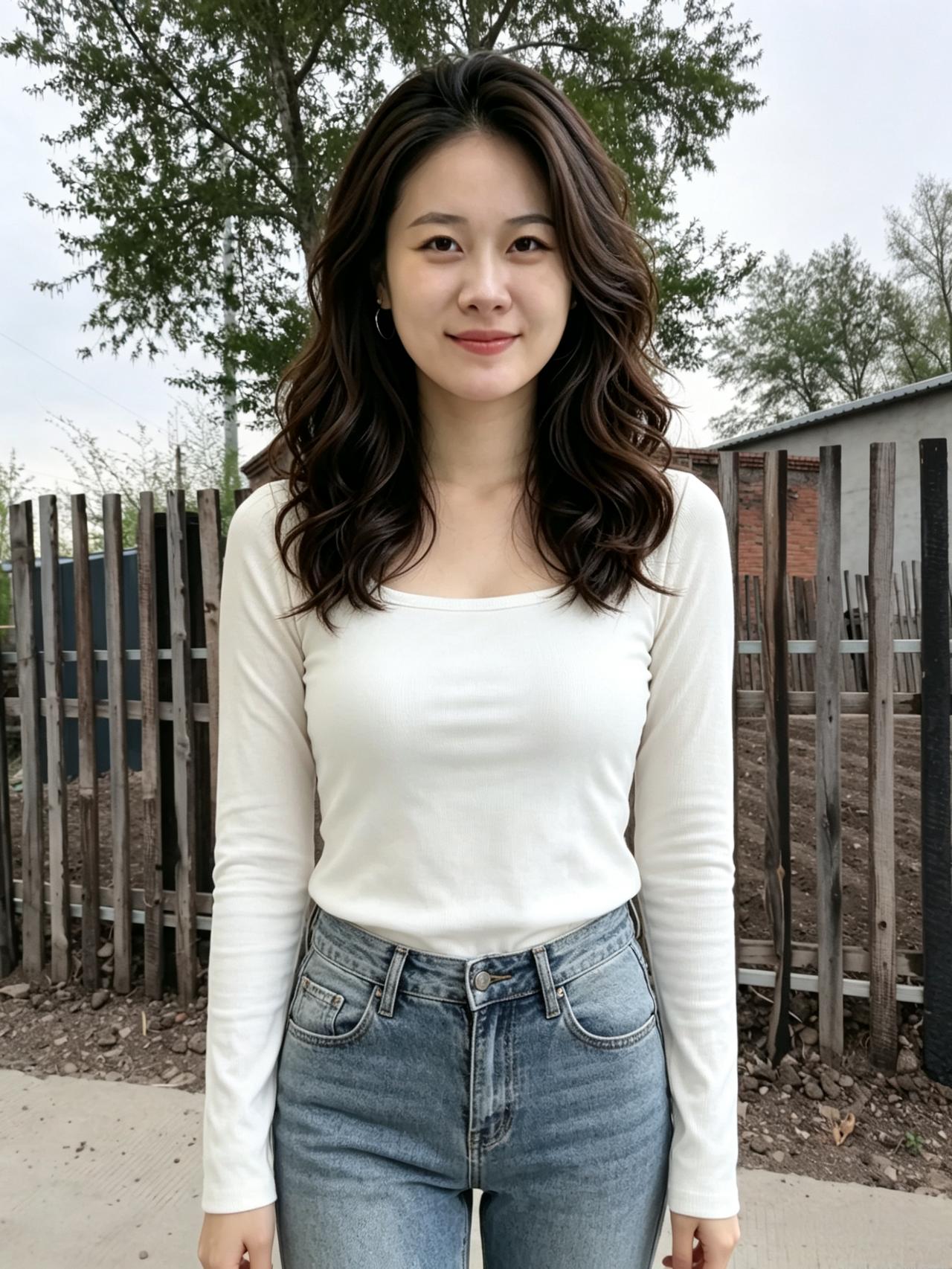 云柔风软野光新，简素衣装态自真。
一笑嫣然倾远近，乡间春色不及人。