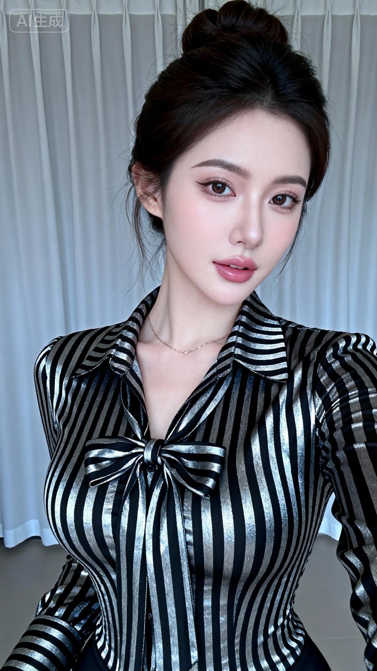 优雅黑丝缎衬衫，蝴蝶结领结，气质满分！如何穿搭会具有少女软妹感 每日生活的感悟