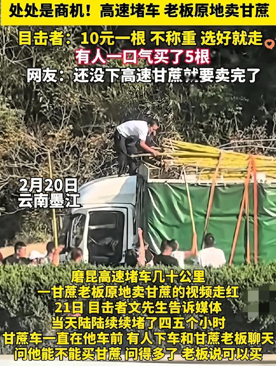 云南墨江高速这波操作，直接把堵车变“摆摊现场”，太欢乐了！
 
春节返程高峰，高