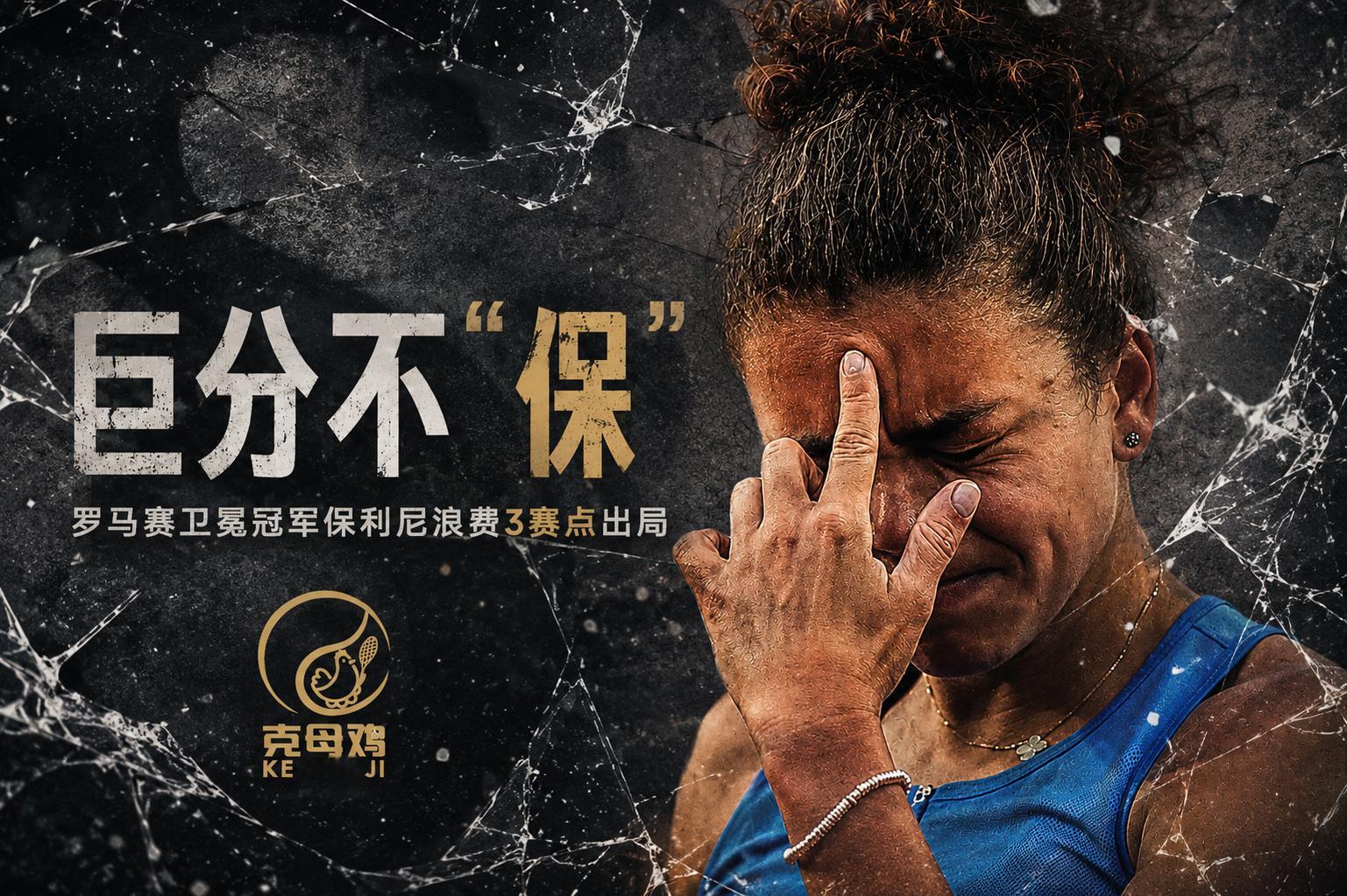 罗马女单第三轮，卫冕冠军保利尼浪费三个赛点，6-4/6-7(5)/3-6被梅尔滕