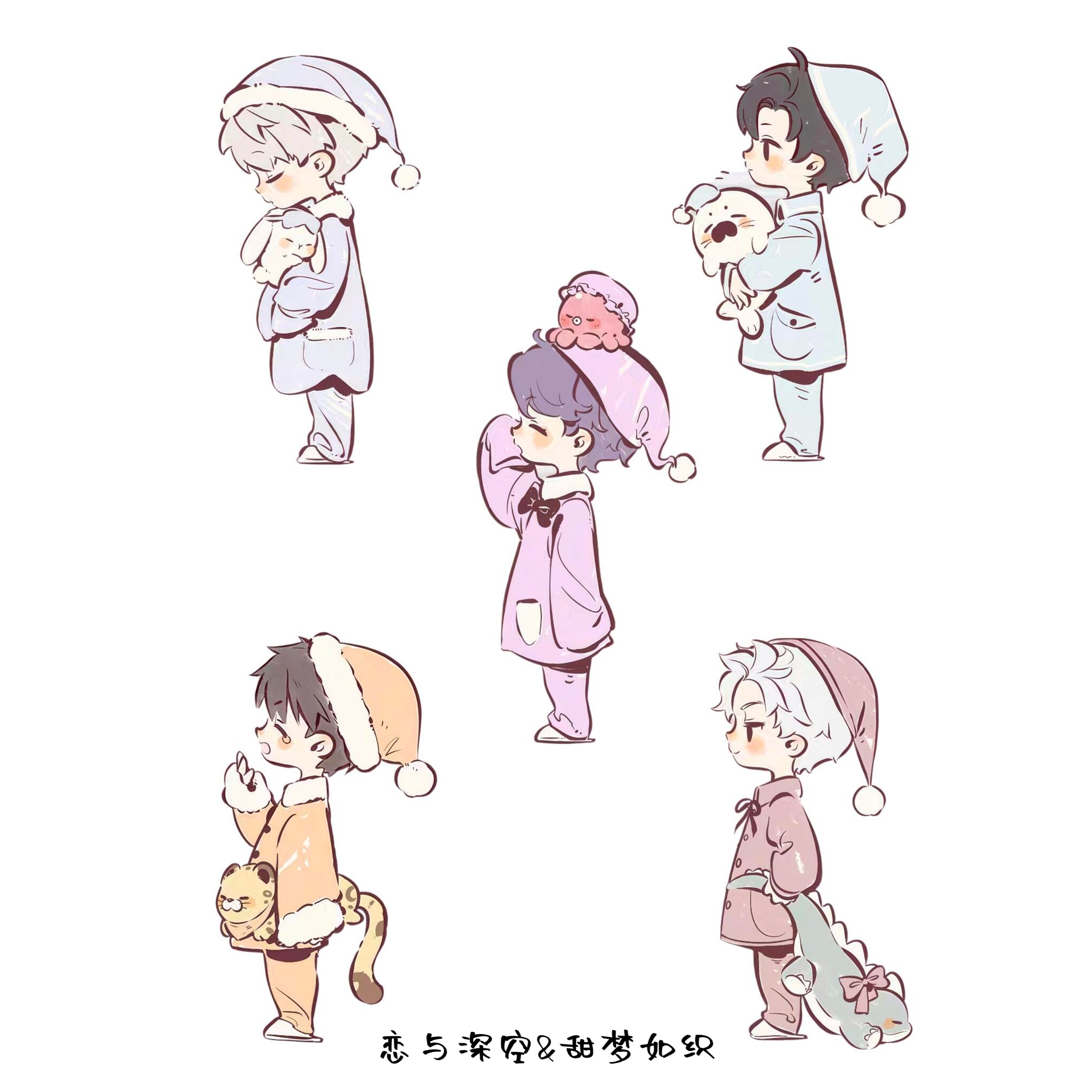 恋与深空此刻游我主宰夏日游趣狂欢季 恋与深空｜ 甜梦如织💤💤好可爱的五小只睡