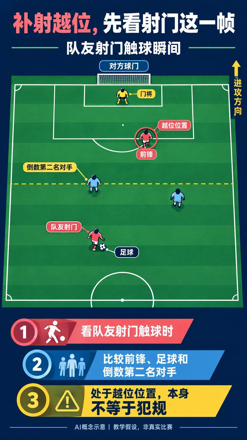 门将已经扑到球，补射为什么仍可能越位？门将伸手把射门扑出，前锋跟上补射，球进了，