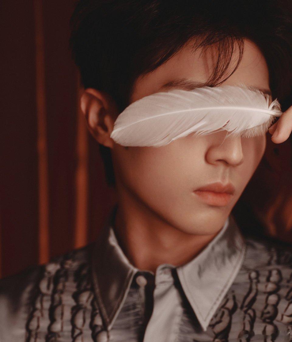 陈靖可不语一味地撒羽毛陈靖可出发图杀 疯了！蓝色羽毛衬衫自带油画滤镜，撒羽瞬间氛