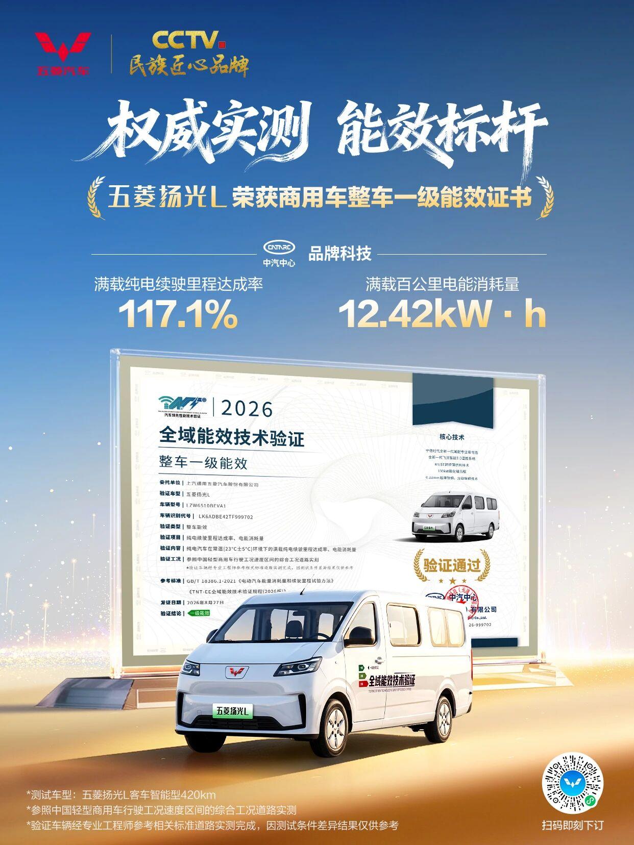 上汽通用五菱扬光L荣获“商用车整车一级能效证书”
首搭宁德时代全新一代城配专业级