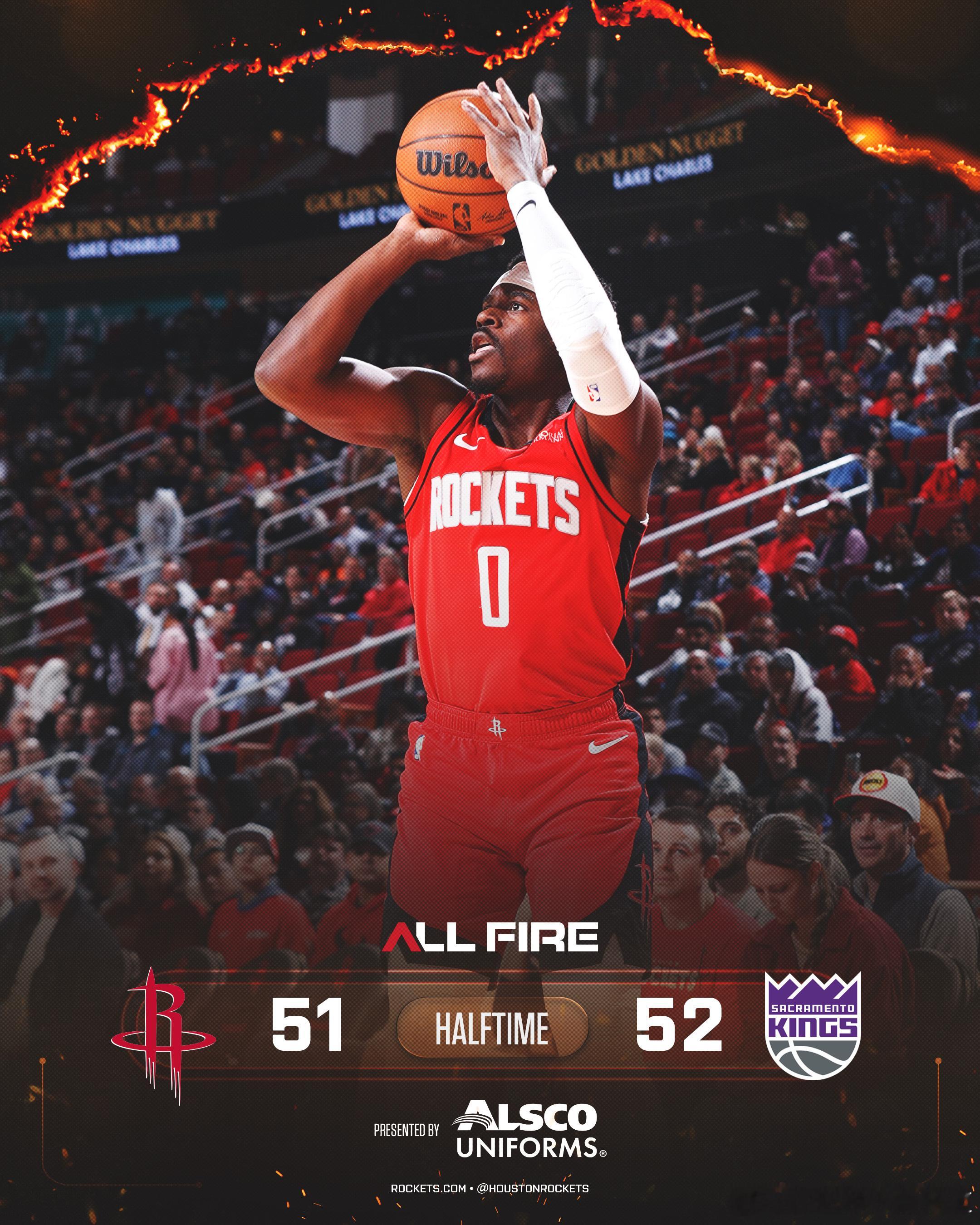 一波五大又输分，半场火箭落后国王一分 