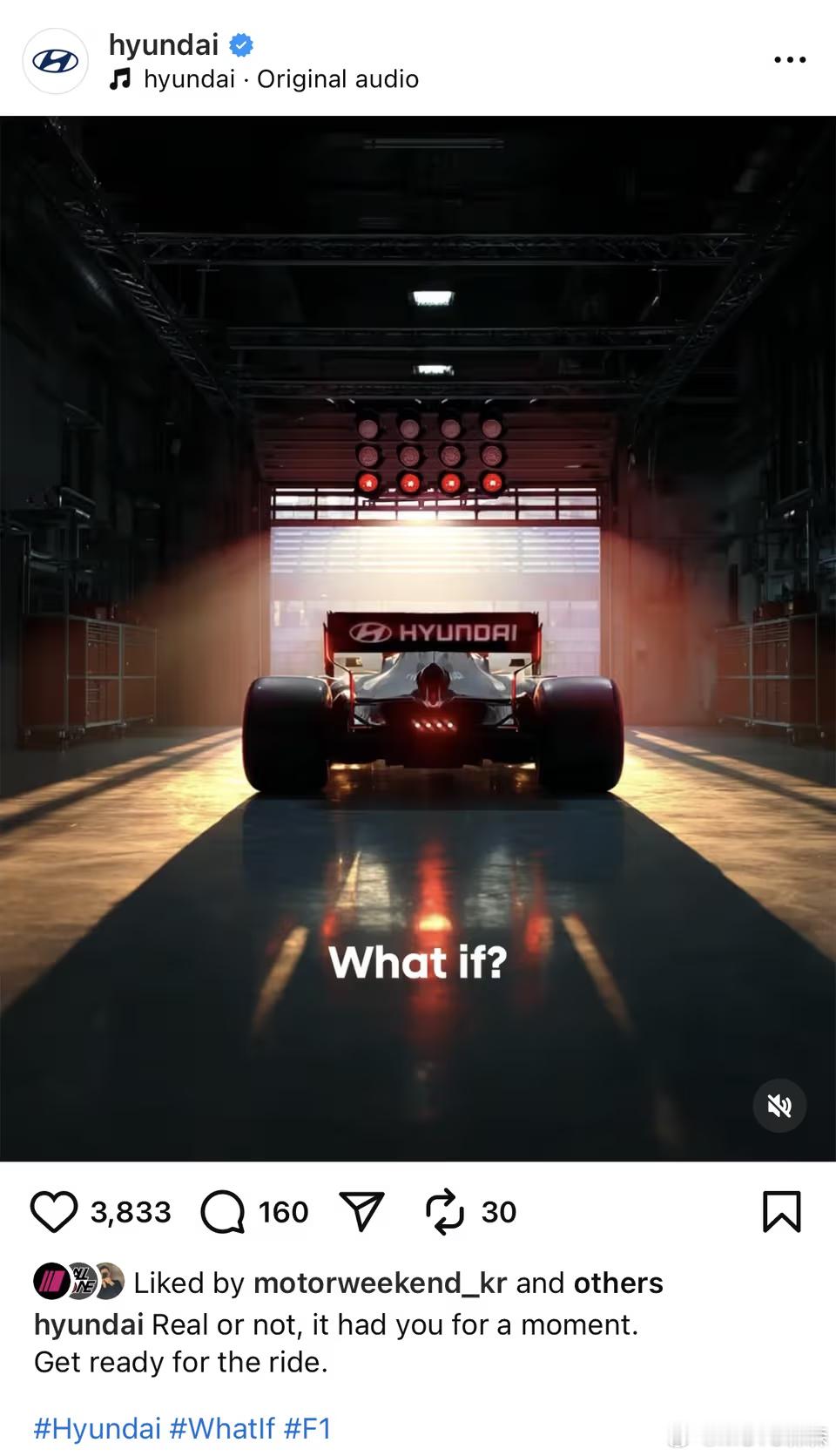 现代之前发了一条“what if”，媒体把现代和陷入困境的alpine F1车队