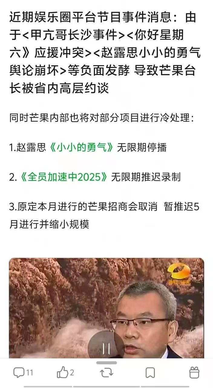 网传芒果台被约谈，赵露思综艺小小的勇气因舆论崩坏被禁播 ​​​