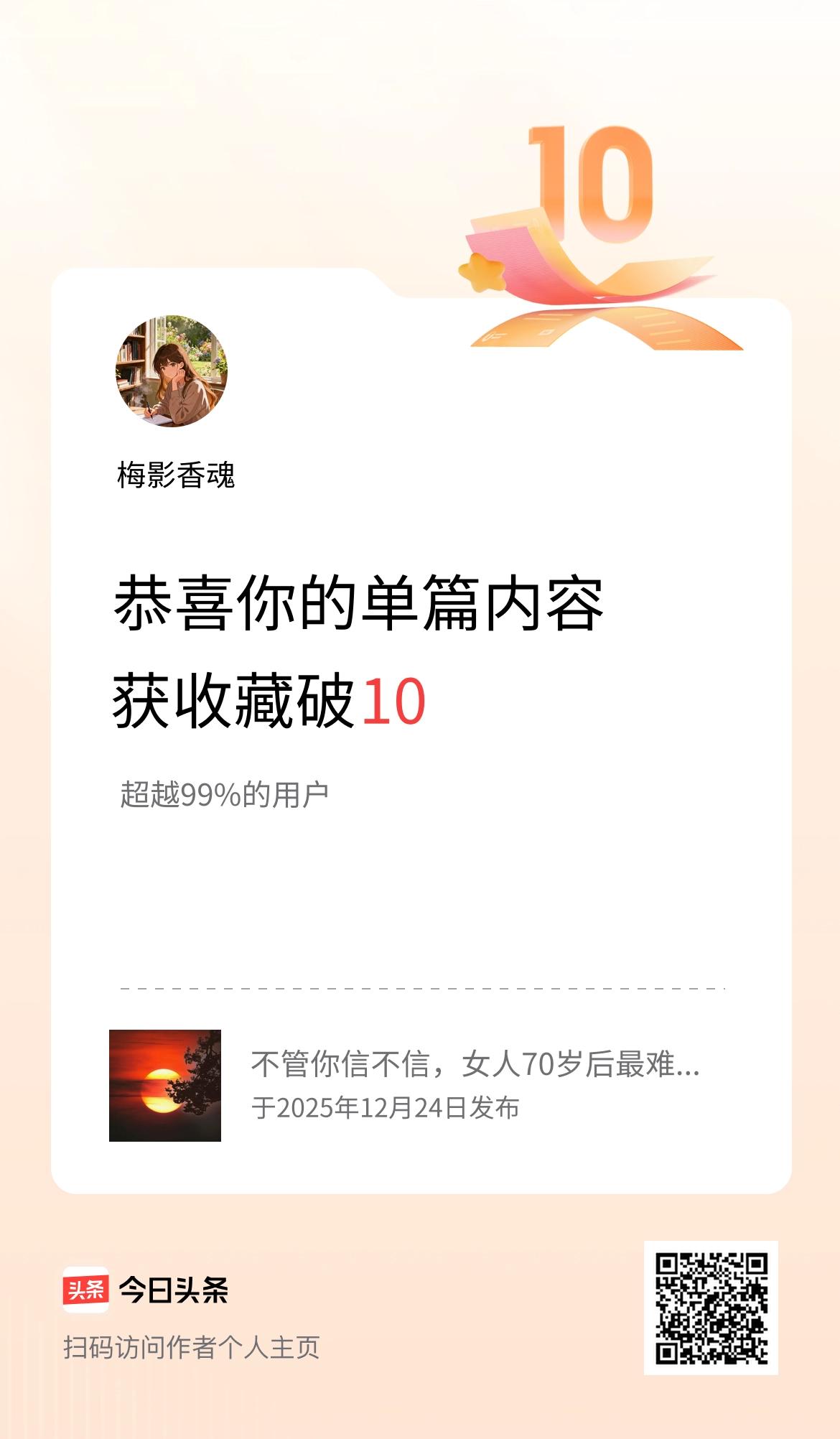 单篇内容获收藏量破10啦！