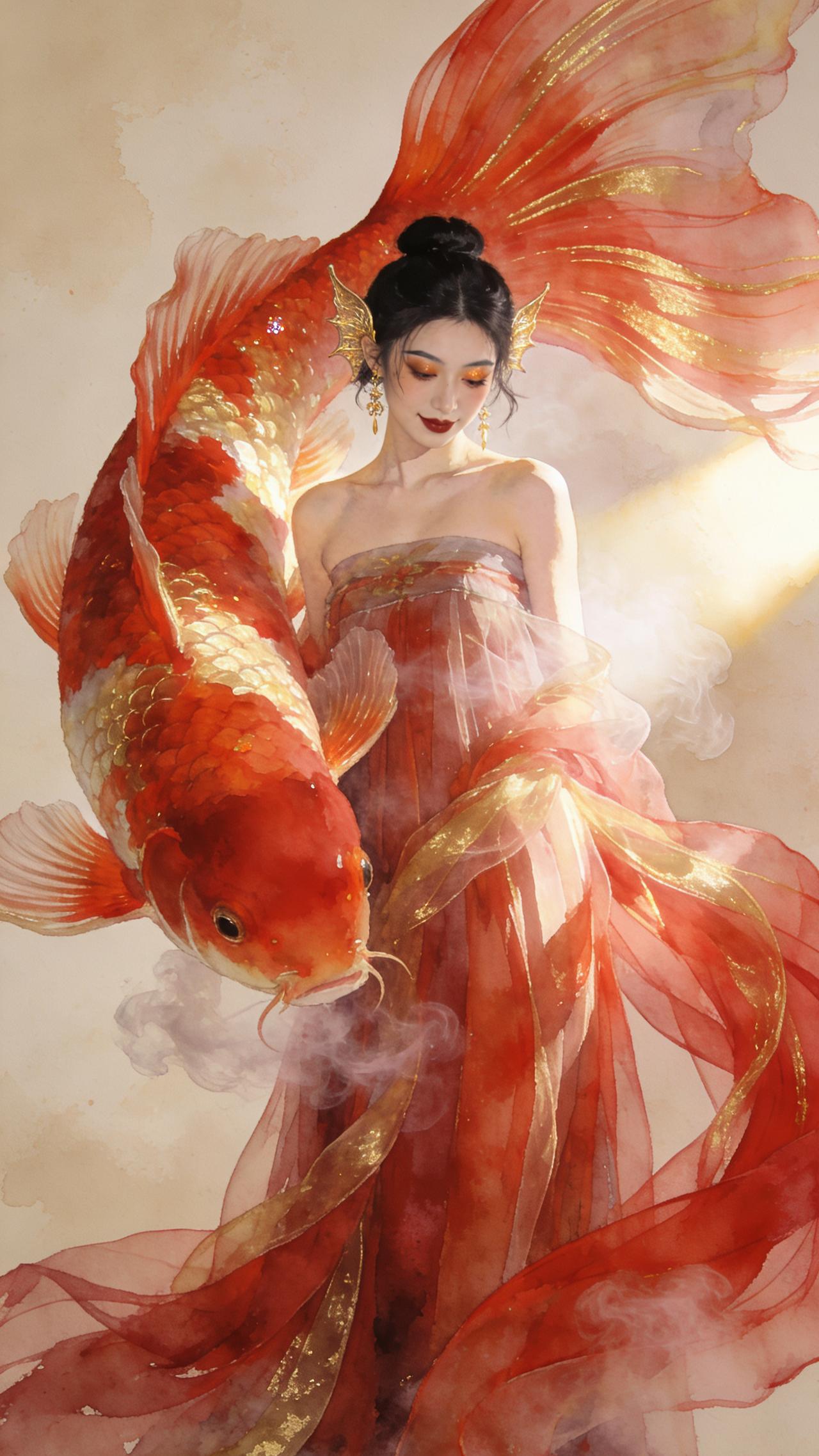 今日美图：锦鲤附体！
美图 养眼美图鉴赏 国风锦鲤写真 锦鲤表情包 红裙锦鲤写真