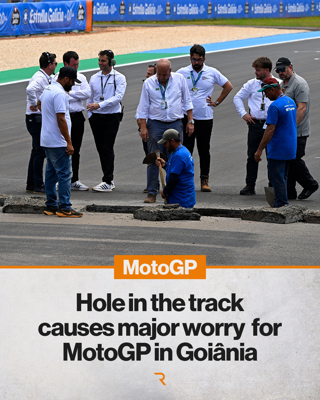 MotoGP巴西大奖赛赛道活动推迟的原因，据说是发车区直道上由于连日的降水导致沉