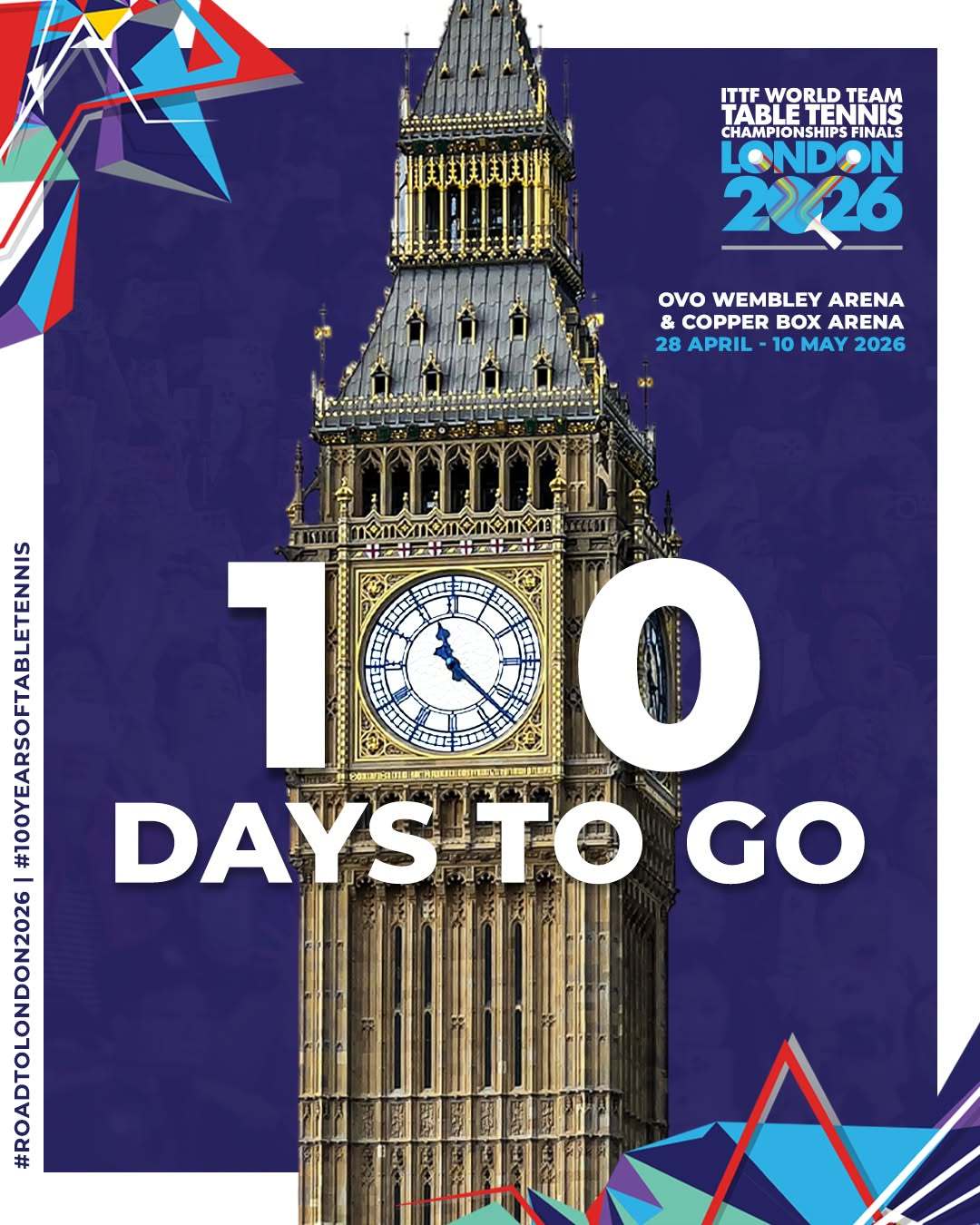 2026伦敦世界乒乓球团体锦标赛倒计时100天 