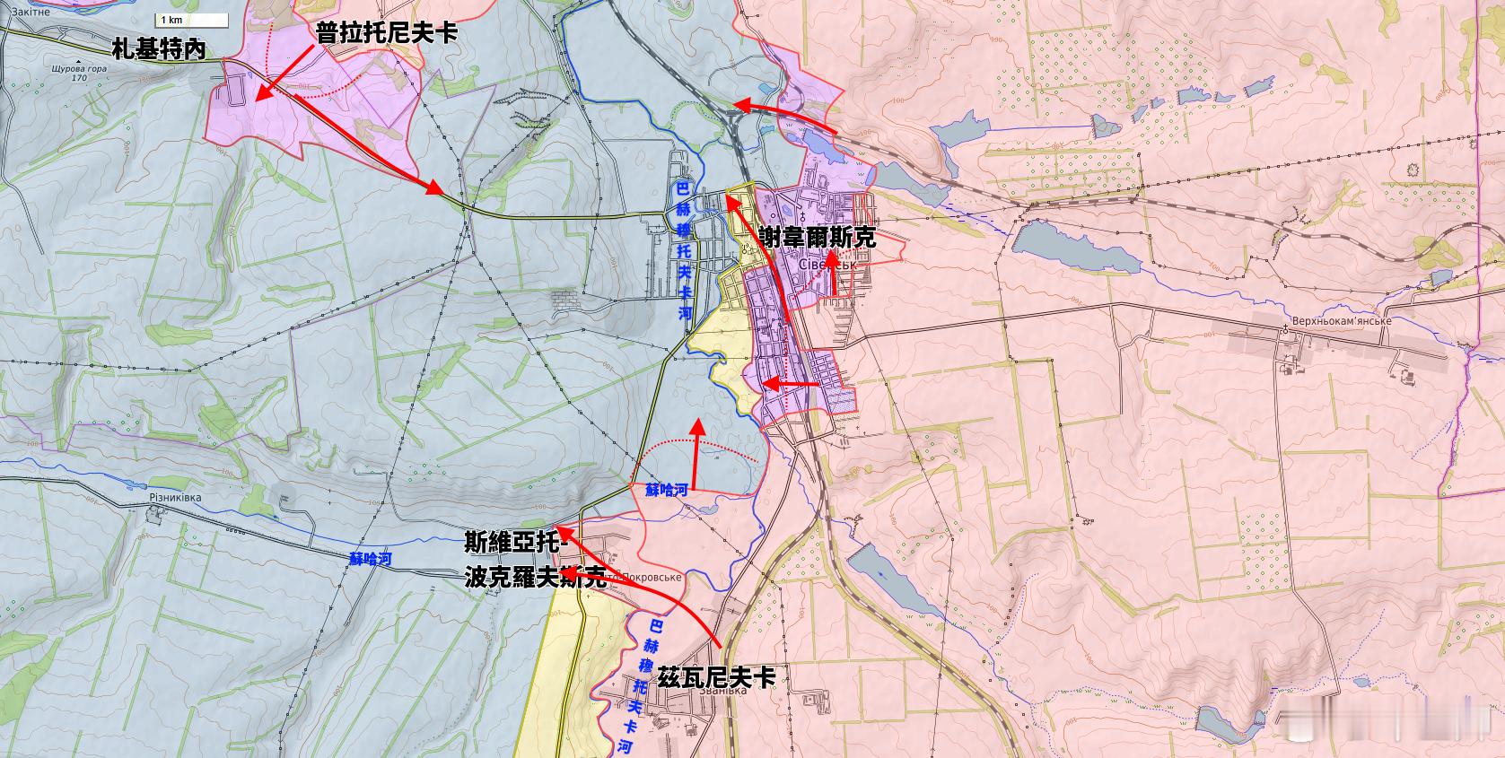 更新謝韋爾斯克城區戰鬥俄軍在謝韋爾斯克城中心火車站突破烏軍防禦，目前謝韋爾斯克超