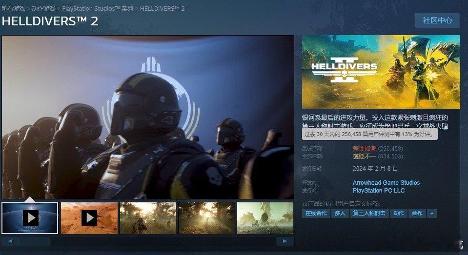 #地狱潜者2近期差评如潮#《Helldivers 2（绝地潜兵2）》差评已突破2