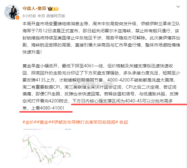 4040-50这里不延续下破，那依旧是最具性价比做多的位置！童哥石盘已经卡点做几
